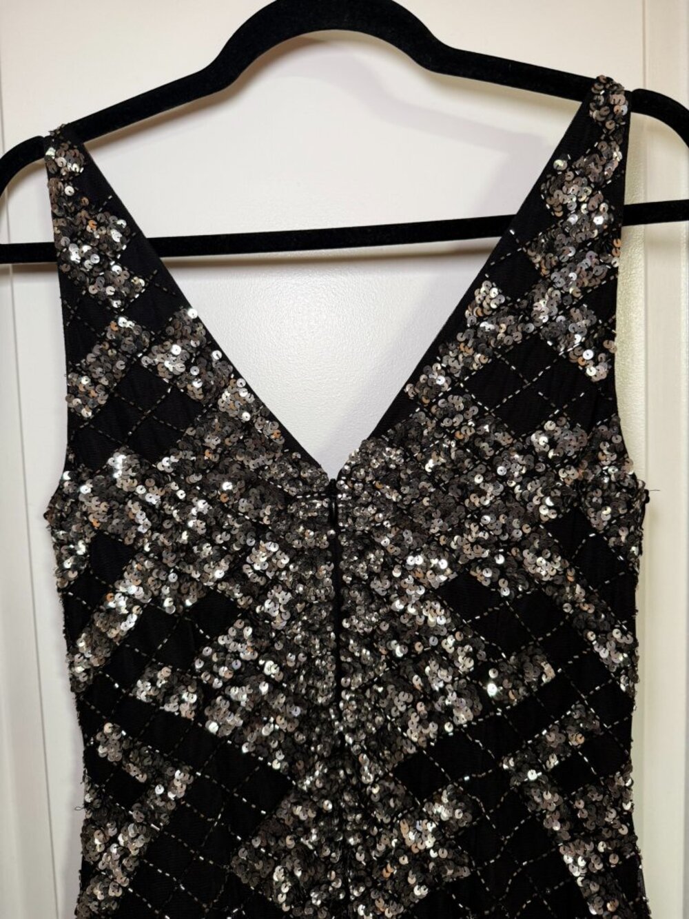 Vintage Sequin Geometric Bodycon Mini Dress Party Cocktail New Years Eve Holiday - Picture 7 of 10